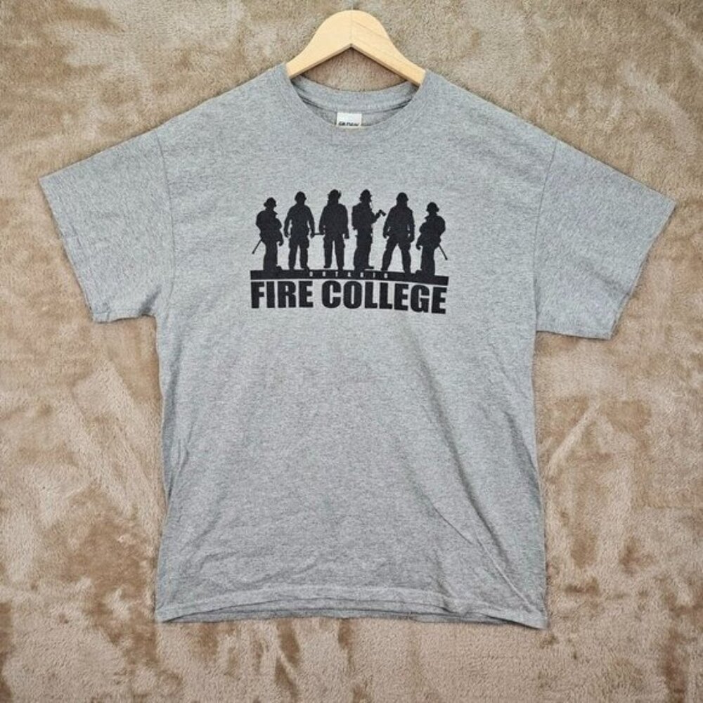 Ontario Fire College Mens T-Shirt Size L Gray Firefighter Short Sleeve
